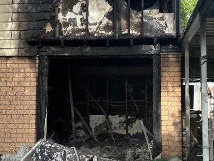 The house that Kyle Wright's family had owned for 30 years at Crestmead was destroyed in an e-scooter fire. The e-scooter reportedly exploded in the backyard. Photo: Supplied