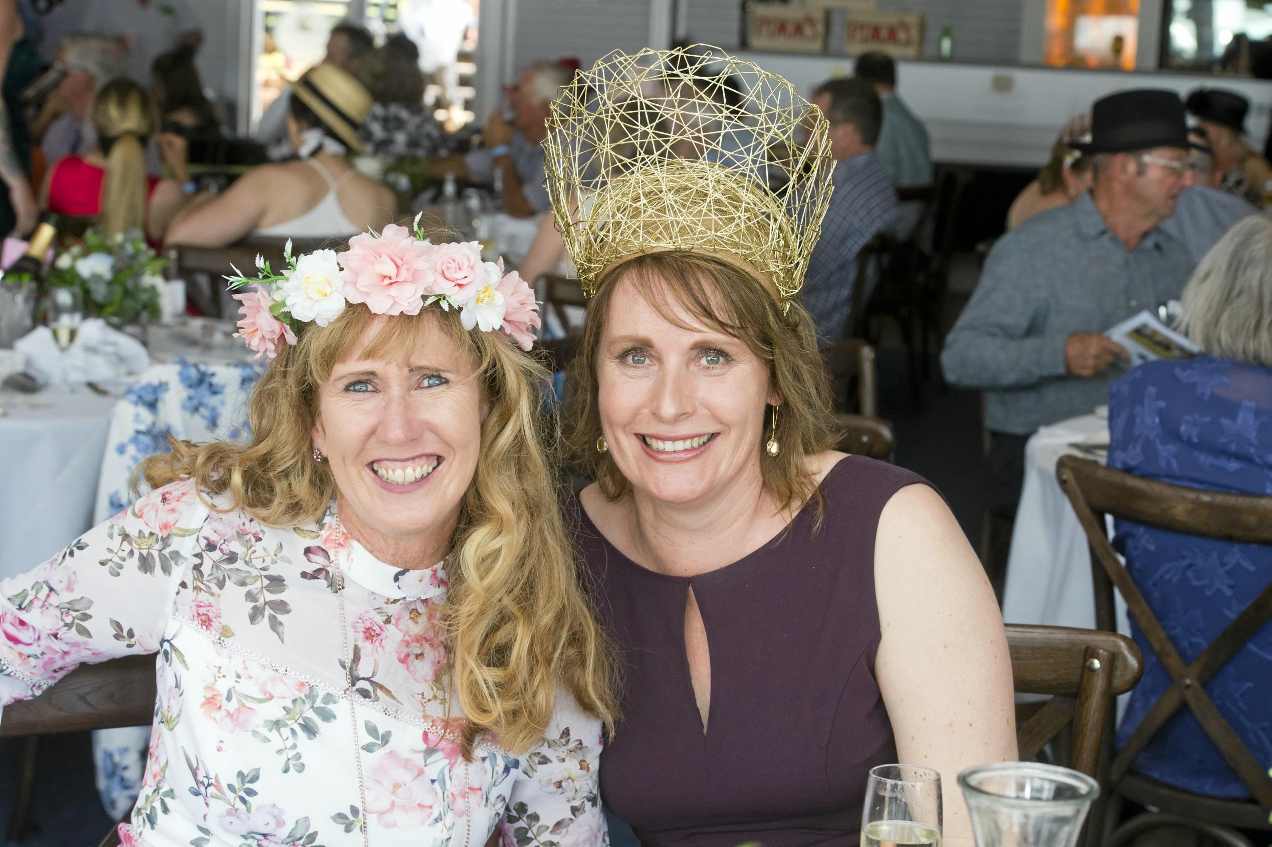 ( From left ) Michelle Sellars and Marguerite Lumsden. Melbourne Cup Day at Clifford Park. Wednesday, 3rd Jan, 2018. Picture: Nev Madsen