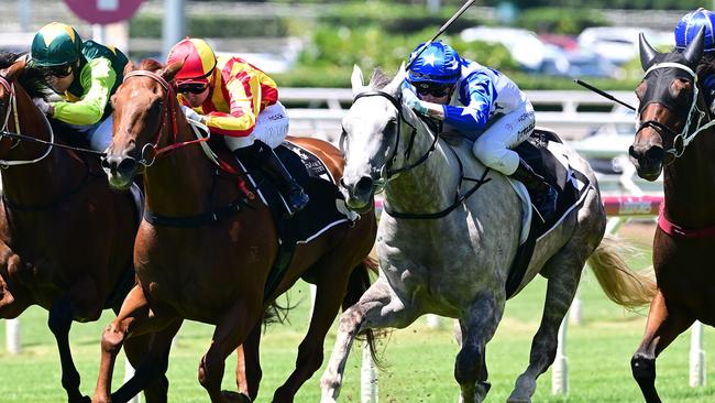 Texas Fireball (outside) could emerge as a Queensland Derby prospect on Saturday. Picture: Grant Peters/Trackside Photography