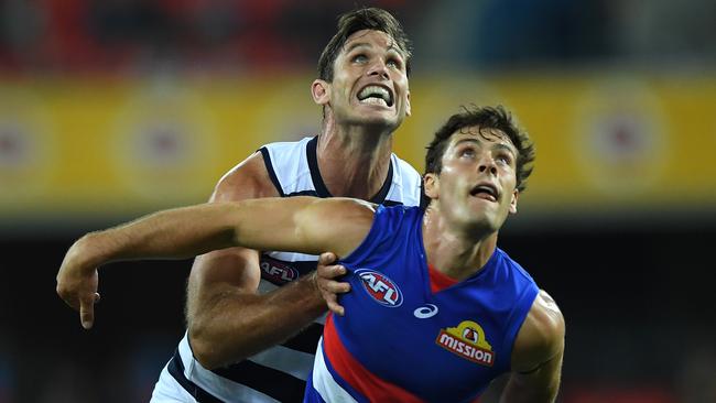 Will being forced to play in the ruck push Josh Dunkley out of the Western Bulldogs? Picture: Getty Images