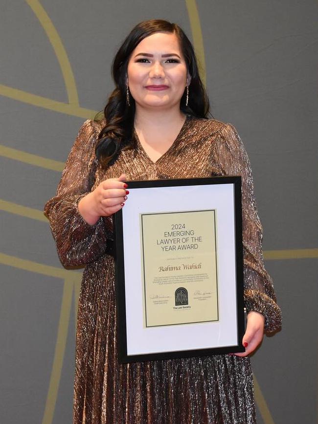 Rahima Wahidi was the recipient of 2024's Law Society of SA's Emerging Lawyer of the Year Award. Picture: Instagram