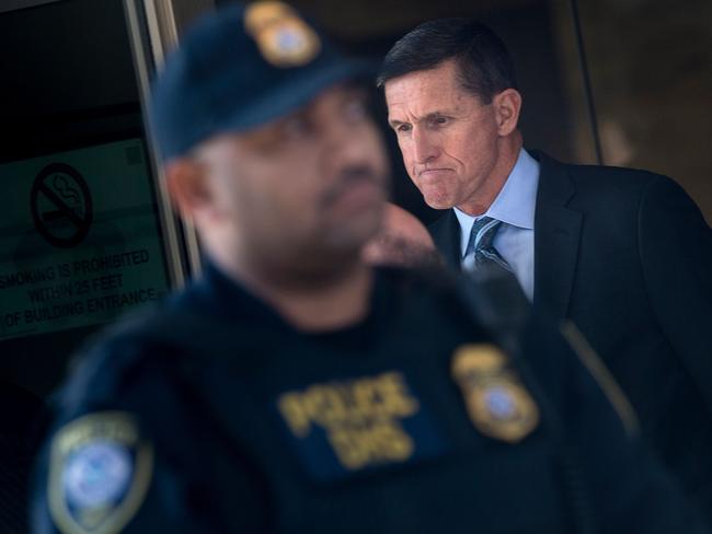 Michael Flynn, former national security adviser to US President Donald Trump, leaves Federal Court in Washington DC on Friday. Picture: AFP/Brendan Smialowski