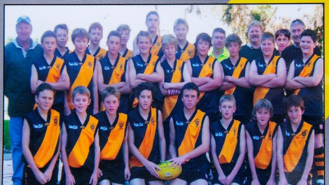 Kybybolite 2004 Junior Colts Premiers where Brownlow Medal winner Lachie Neale is pictured second from left in the front row, next to Andrew Bradley (right). Alex Forster (front, far right) and Jack Trengove (middle, fourth from left) are also pictured. Picture: Matt Turner