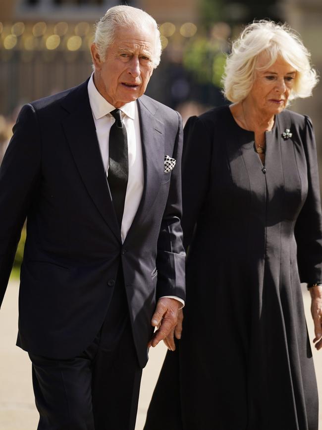 King Charles III and Camilla, Queen Consort arrive for a visit to Hillsborough Castle. Picture: Getty Images.