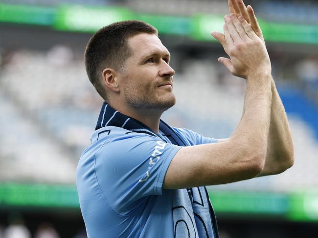 SYDNEY, AUSTRALIA - FEBRUARY 01: Alex Grant is announced  a new signing for Sydney FC during the round 17 A-League Men match between Sydney FC and Adelaide United at Allianz Stadium, on February 01, 2025, in Sydney, Australia. (Photo by Darrian Traynor/Getty Images)