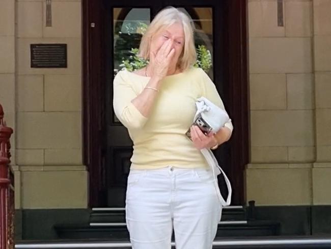 Cindy Crossthwaite's auntie Kathleen Jones wipes her tears after the emotinal verdict. Picture: NewsWire