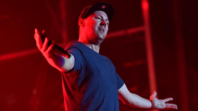 Hilltop Hoods performing at the Superloop Adelaide 500 on Sunday. Picture: AAP/ Keryn Stevens