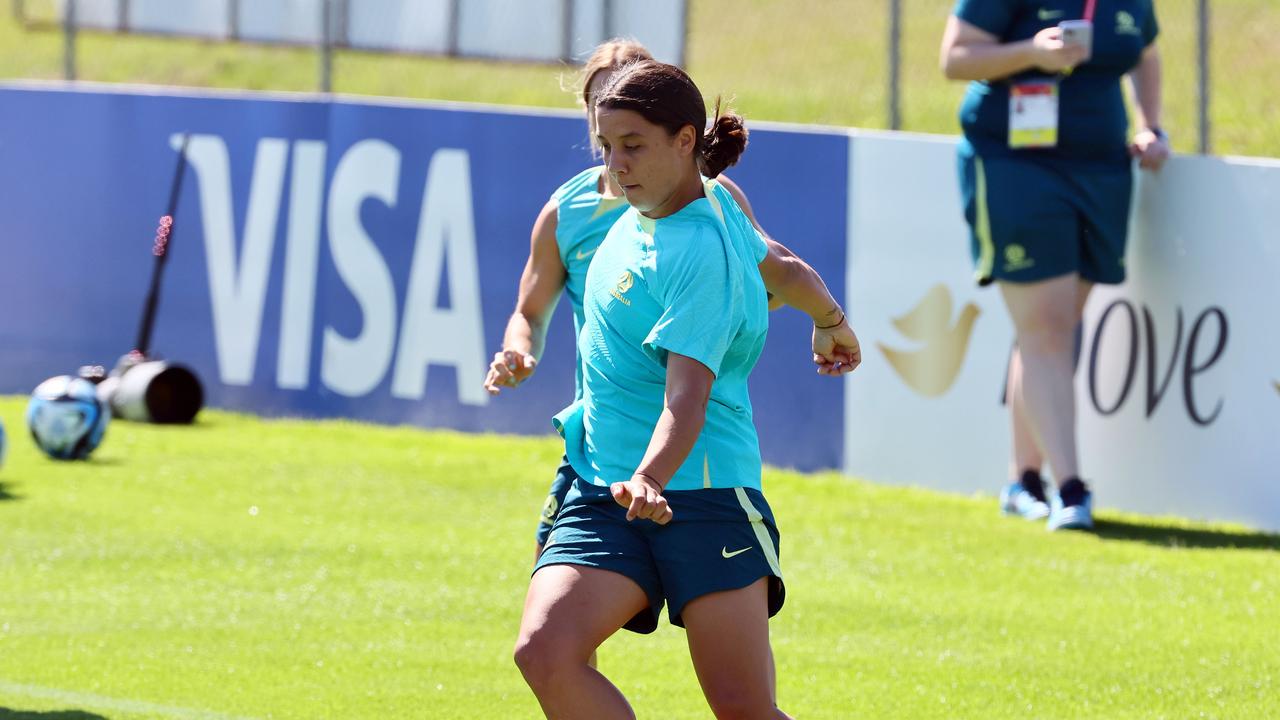 All eyes will be on star Sam Kerr in the semi-final clash. Picture: NCA NewsWire/Tertius Pickard