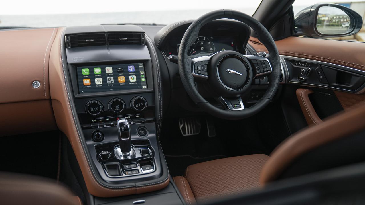 Inside the Jaguar F-Type R cabin is mostly straightforward and easy to navigate.