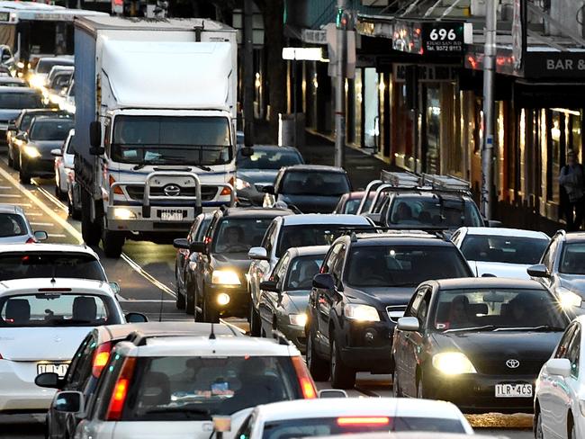 Traffic on Mt Alexander Rd, Moonee Ponds. Picture: Nicole Garmston