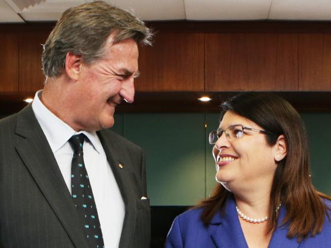 CAUTION. PICURE EMBARGOED UNTIL APRIL 2. Racing Minister Grace Grace with just-announced Chairman of Racing Queensland Steve Wilson. Pic Tim Marsden