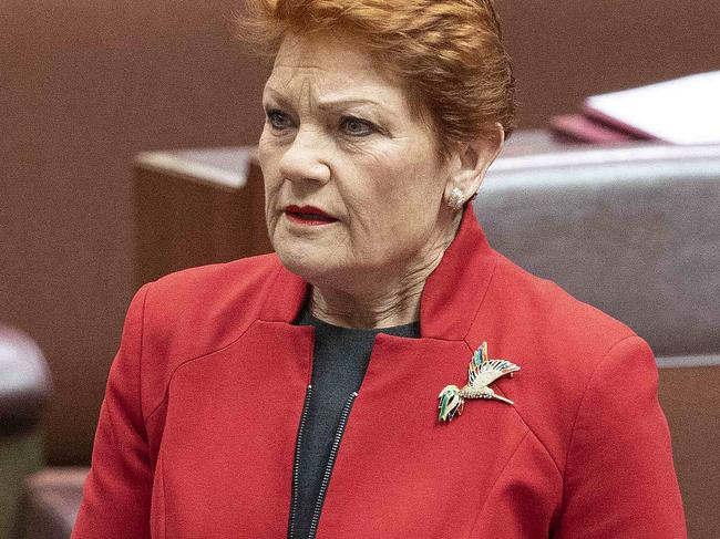 CANBERRA, AUSTRALIA - NewsWire Photos JULY 27th, 2022: Pauline Hanson has caused a sensational upset at the start of the Senate this morning storming out of the Senate chamber during the Presidents acknowledgement of country speech in Parliament House in Canberra.Picture: NCA NewsWire / Gary Ramage