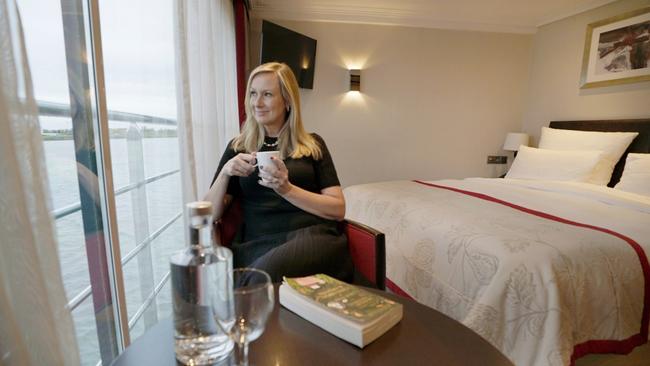 Melissa Doyle enjoying Danube views from an Avalon Waterways river ship.