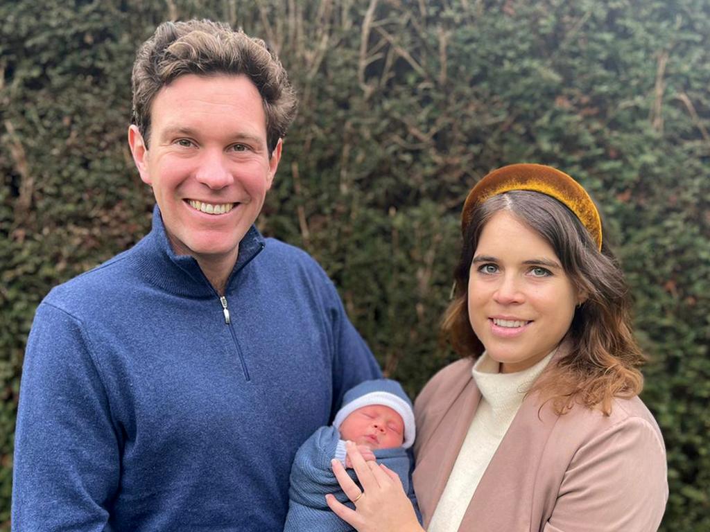 Princess Eugenie and Jack Brooksbank with their son August Philip Hawke Brooksbank. Picture: Getty