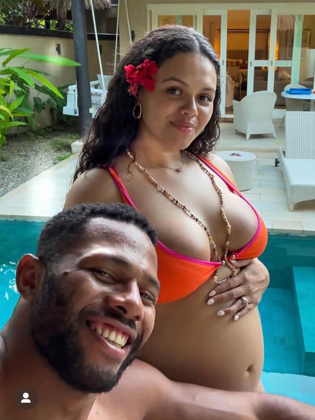 Wallabies star Filipo Daugunu and wife Leleana are preparing to welcome their first child in August, prompting him to re-sign with Australian rugby.