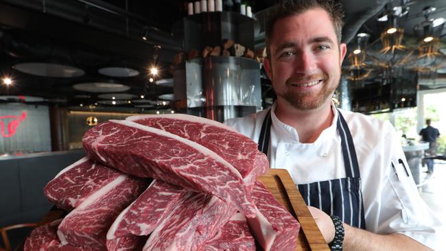 Head Chef Luke Reeves with some choice cuts to go at the famed restaurant. Picture Glenn Hampson