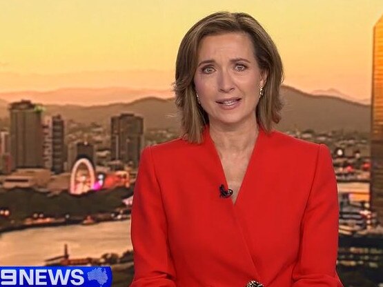 Melissa Downes has choked back tears with am emotional tribute to retiring colleague Andrew Lofthouse. Picture: 9 News Queensland