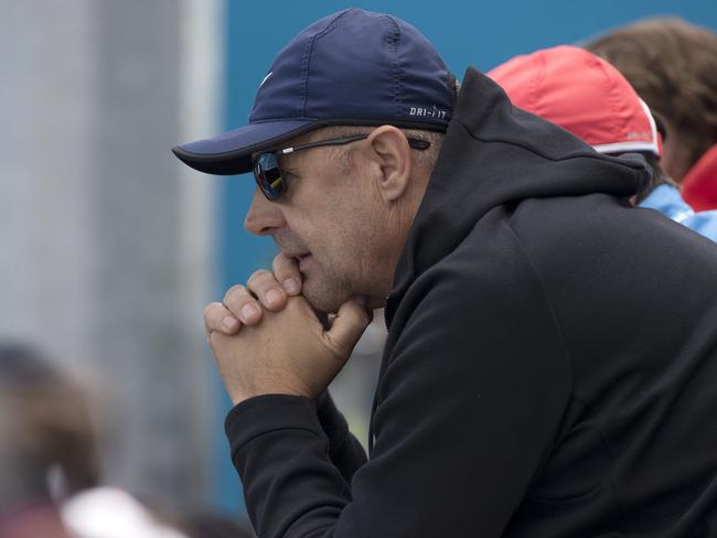 John Tomic watches on as son Bernard Tomic loses in qualifying. Pic: Michael Klein