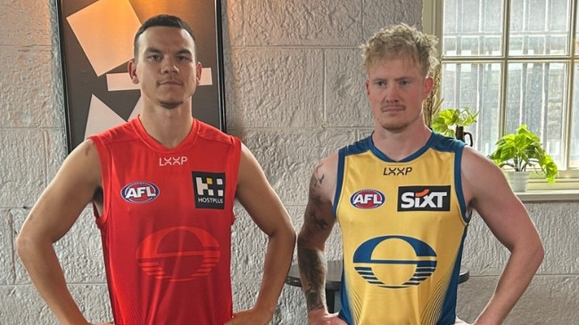 Dan Rioli and John Noble in Gold Coast's new jerseys. Photo: Instagram.