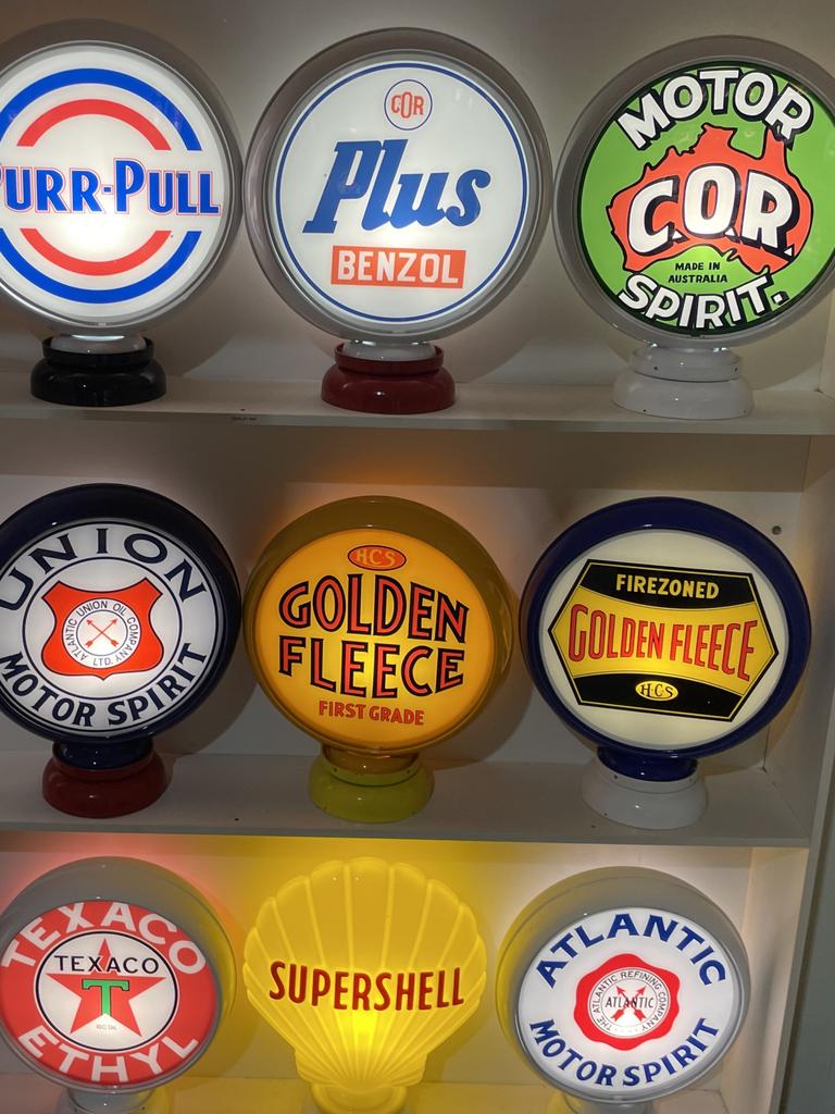 Vintage petrol globes from Roadside Relics on Brisbane Road, Gympie.