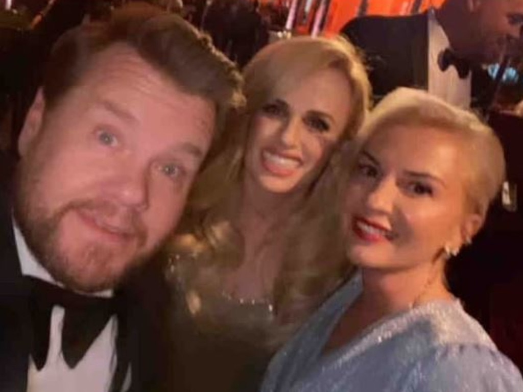 Rebel Wilson pictured with girlfriend, Ramona Agruma, and James Cordern at the Oscars. Picture: Instagram