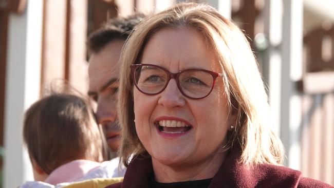 Premier Jacinta Allan, makes an announcement about free public transport for children. Picture: NewsWire/Valeriu Campan