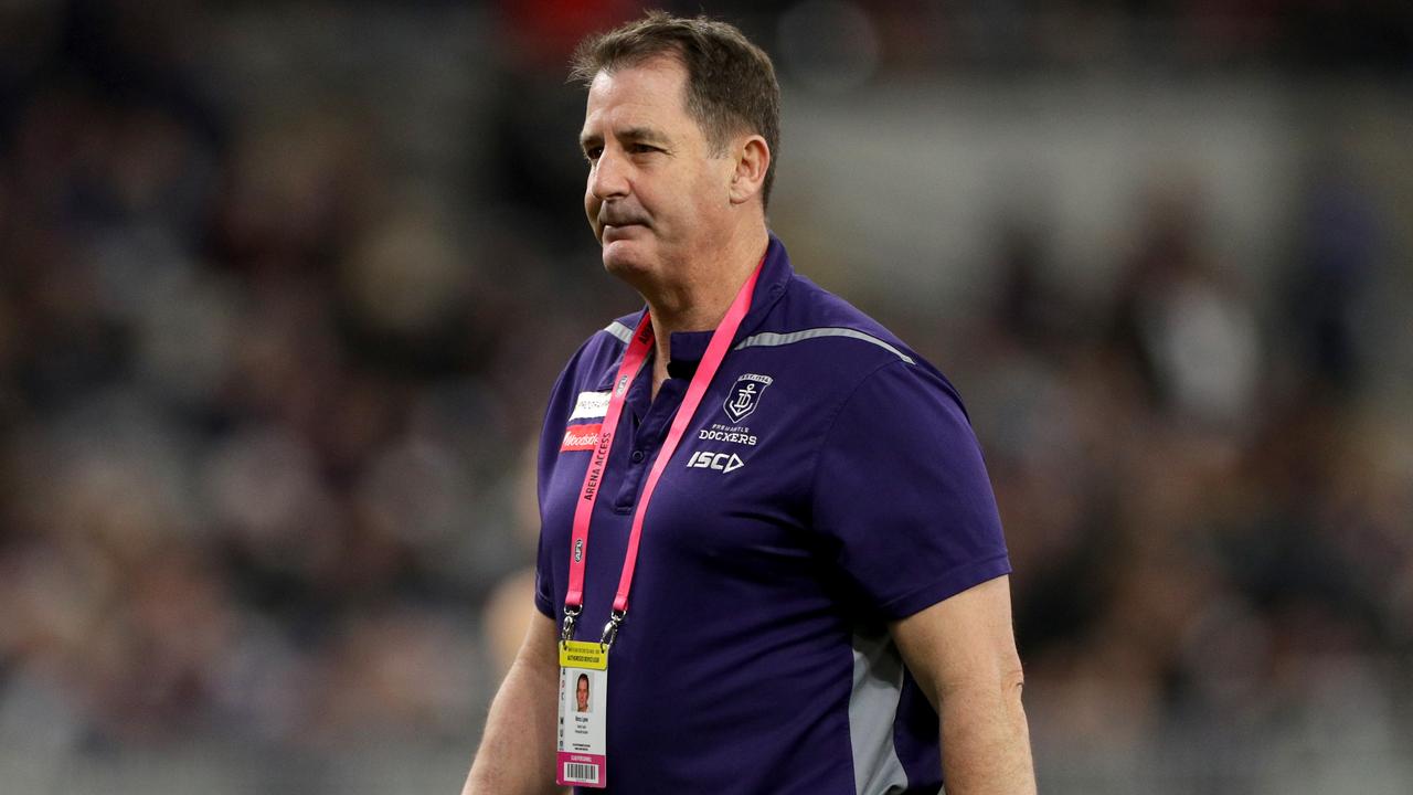 Fremantle and coach Ross Lyon could amicably part ways at the end of the 2019 season. (AAP Image/Richard Wainwright)