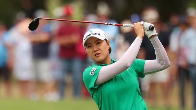 SYDNEY, AUSTRALIA - DECEMBER 02: Minjee Lee of Australia plays a shot on the 1st hole during the ISPS HANDA Australian Open at The Australian Golf Course on December 02, 2023 in Sydney, Australia. (Photo by Matt King/Getty Images)