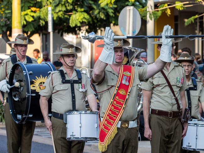 More than 200 soldiers from 8th/12th Regiment, Royal Australian Artillery at the Freedom of Entry march through Palmerston on Friday. Picture: Pema Tamang Pakhrin