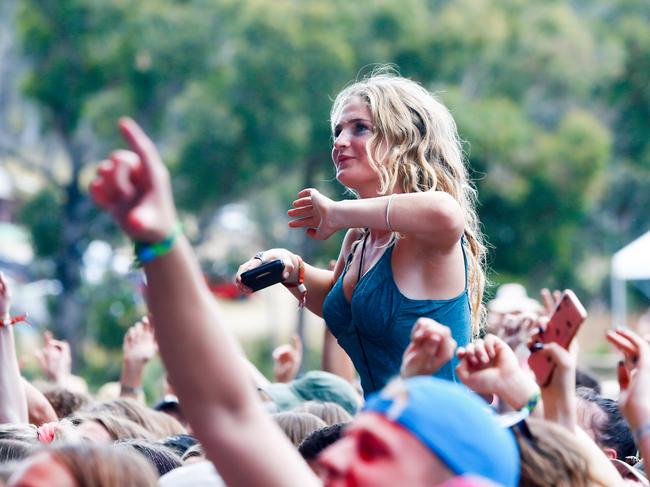 Falls Festival punters enjoying the music. Picture: PATRICK GEE