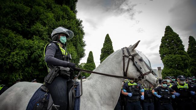 Police have arrested two people over a protest in the city. Picture: Darrian Traynor/Getty.