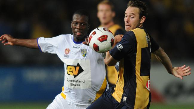 Djite during his time for Gold Coast United, which was owned by the one and only Clive Palmer. Picture: AAP