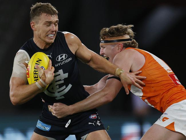 Mick McGuane couldn’t squeeze Carlton captain Patrick Cripps into his mid-season Team of the Year. Picture: Michael Klein