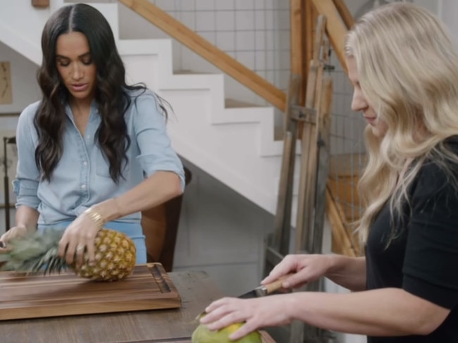 Meghan did a fruit-cutting demonstration with her guest. Picture: Instagram