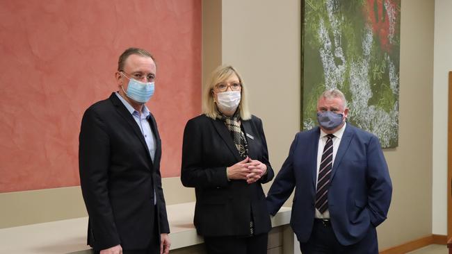 Business SA CEO Martin Haese, City of Whyalla Mayor Clare McLaughlin and Whyalla Business and Tourism Chair Malcolm McLeod.