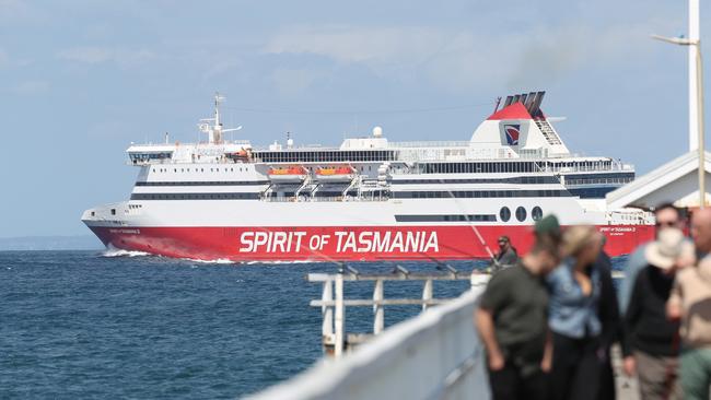 Spirit of Tasmania passes Point Lonsdale Pier. Shipping passing through Port Phillip Heads. Picture: Alan Barber