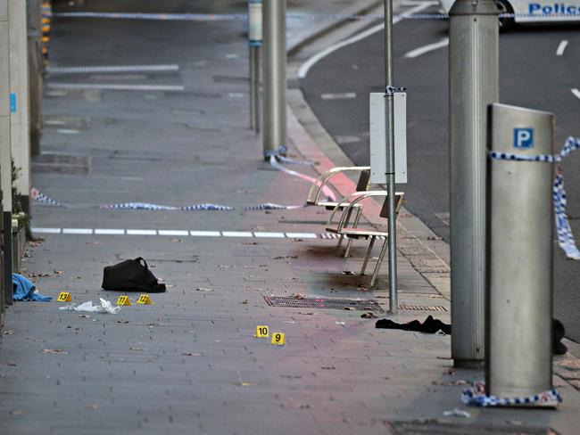 The crime scene on Bridge St in Sydney’s CBD. Picture: Adam Yip
