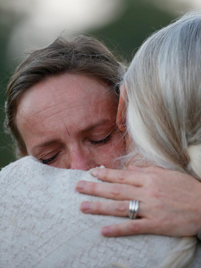 Theo’s mother Vinciane Delforge meeting community members on Sunday. Picture: AAP/Regi Varghese