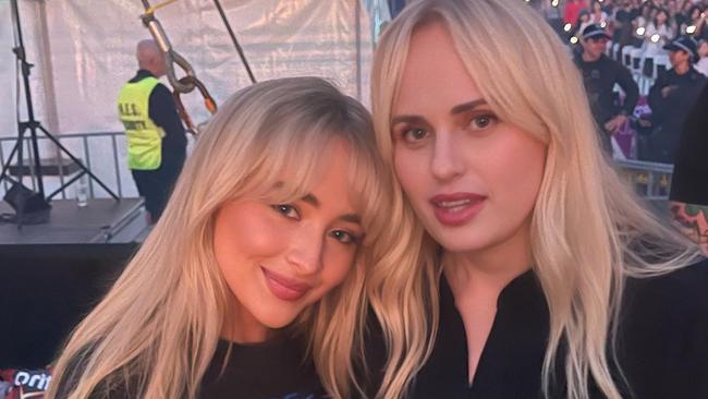 Sabrina Carpenter and Rebel Wilson on Saturday. Picture: Instagram