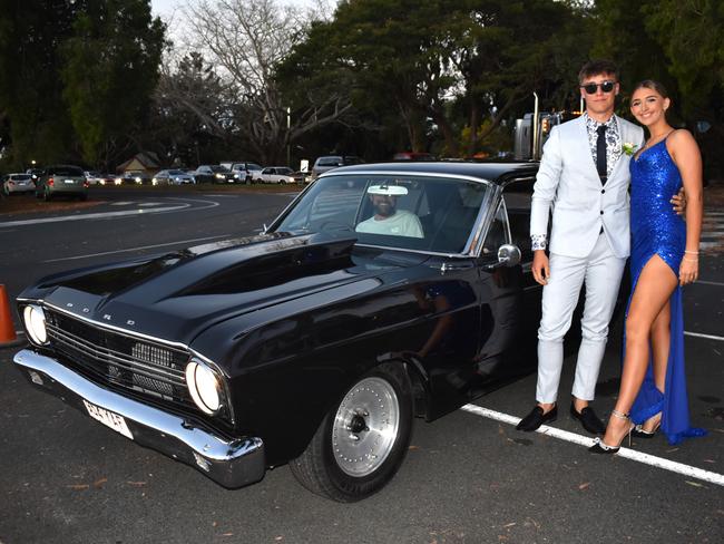 Kalarnni Saunders and Ruby Lee Stockwell at Mirani State High School formal at Ocean International on September 8, 2023. Photo: Zoe Devenport