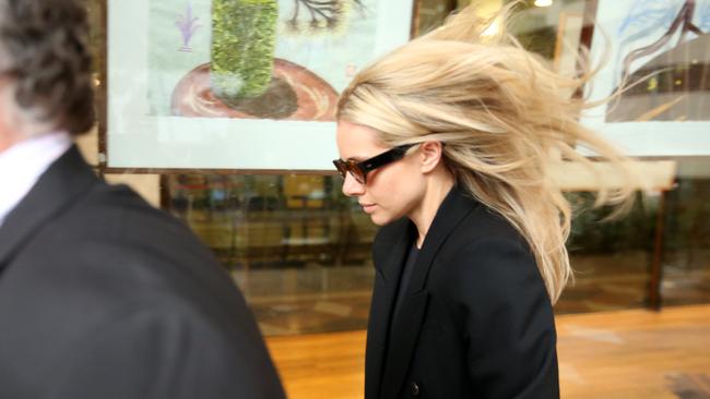 Matthew Doyle’s wife Kelsea leaves Downing Centre Court on Friday. Picture: NCA NewsWire/Damian Shaw