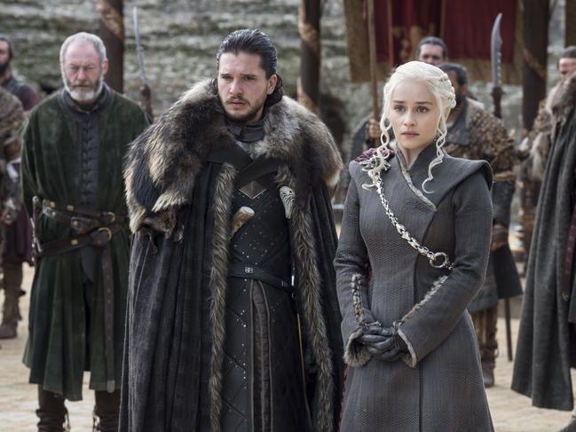 Will Jon Snow (Kit Harrington) or Daenerys Targaryen (Emilia Clarke) or someone else rule Westeros in the Game of Thrones? Picture: HBO