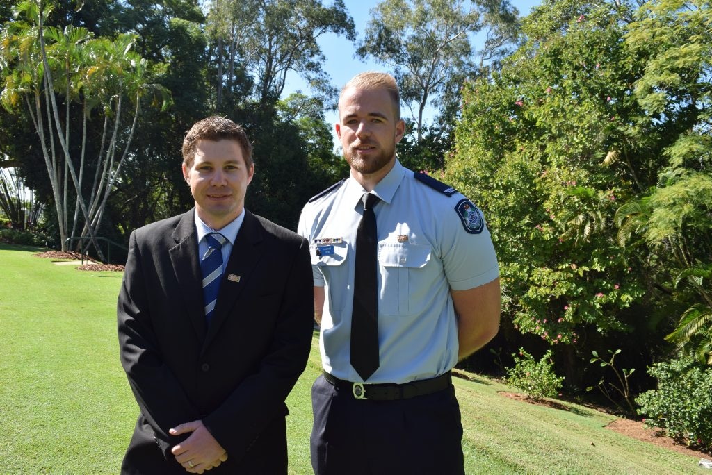 Senior Constable Ryan Thompson and Constable Brent Schulz received bravery awards at Government House. Picture: Brigid Simeoni