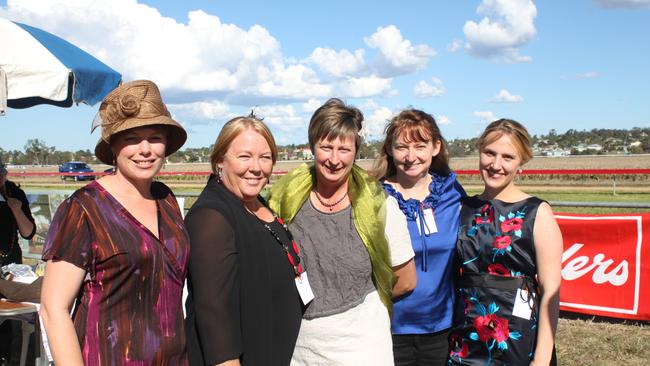 LADIES DAY: Enjoying some girl time at the picnic races are Tracey Shatte, Julie McKavanagh, Judy McIlroy, Colleen Hunt and Kirsten Sakrewski. Photo Linden Morris / Warwick Daily News