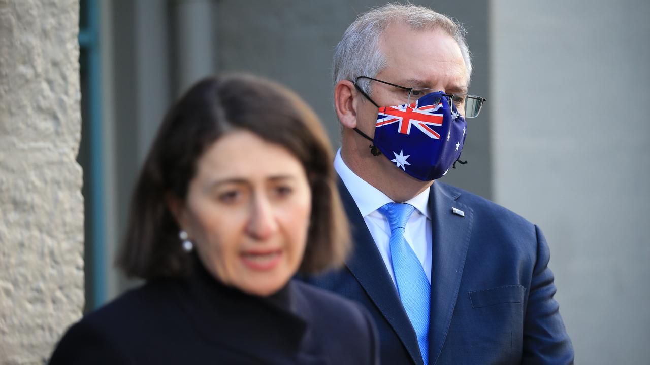 Australian Prime Minister Scott Morrison and former NSW Premier Gladys Berejiklian. Picture: NCA NewsWire / Christian Gilles