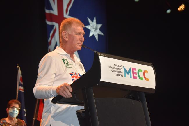 Mackay Citizen of the Year Frank Cowell at the Mackay Australia Day awards at the MECC on January 25, 2022. Picture: Lillian Watkins