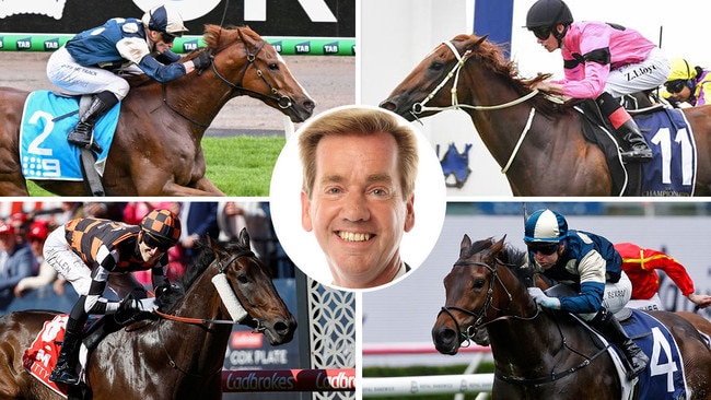 Ray Thomas (inset) gives good chances to Light Infantry Man (top left) in the Railway Stakes, Territory Express (top right) and Gringotts (bottom right) in The Gong and Baraqiel (bottom left) in The Meteorite.