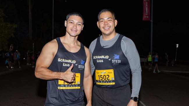 Andrew Mcdevitt and Nelson Nheu as a record breaking number of runners took part in the 2025 edition of the annual NT City2Surf, Sunday, June 1. Picture: Pema Tamang Pakhrin