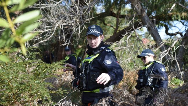 Police search thick scrub for missing man Brendan Farrell. Picture: NCA NewsWire / Andrew Henshaw