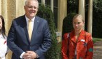 The picture that launched a thousand op-eds: PM Scott Morrison with Grace Tame. Image: NCA Newswire